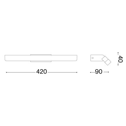 Ideal Lux - LED Peeglivalgustus vannituppa RIFLESSO LED/10W/230V 42 cm CRI 90 IP54 must
