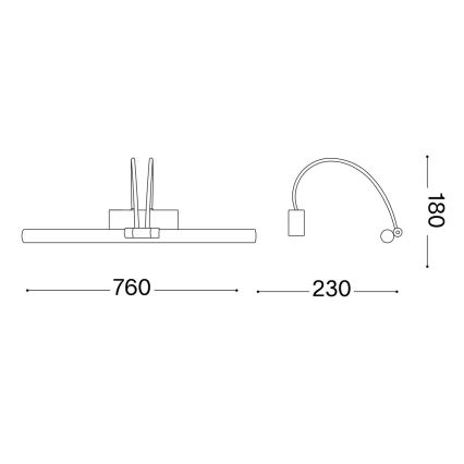 Ideal Lux - LED Pildivalgusti BOW LED/8W/230V 76 cm CRI 90 kuldne