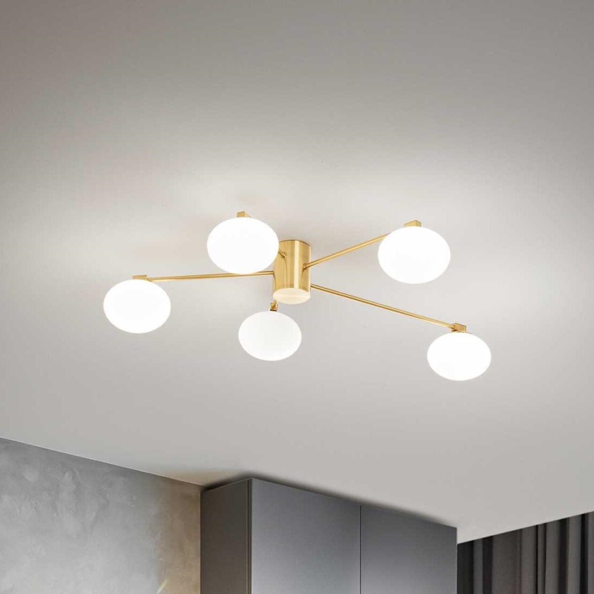 Ideal Lux - LED Pinnale kinnitatav lühter HERMES 5xG9/3W/230V d. 90 cm kuldne