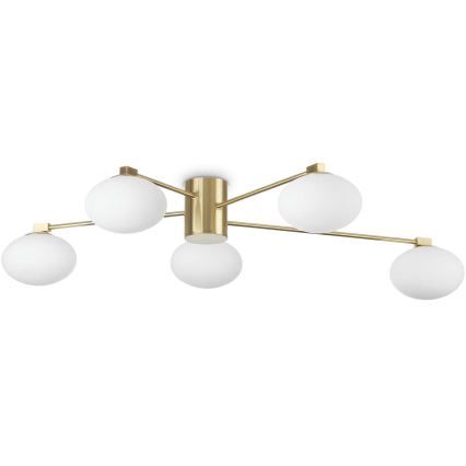 Ideal Lux - LED Pinnale kinnitatav lühter HERMES 5xG9/3W/230V d. 90 cm kuldne