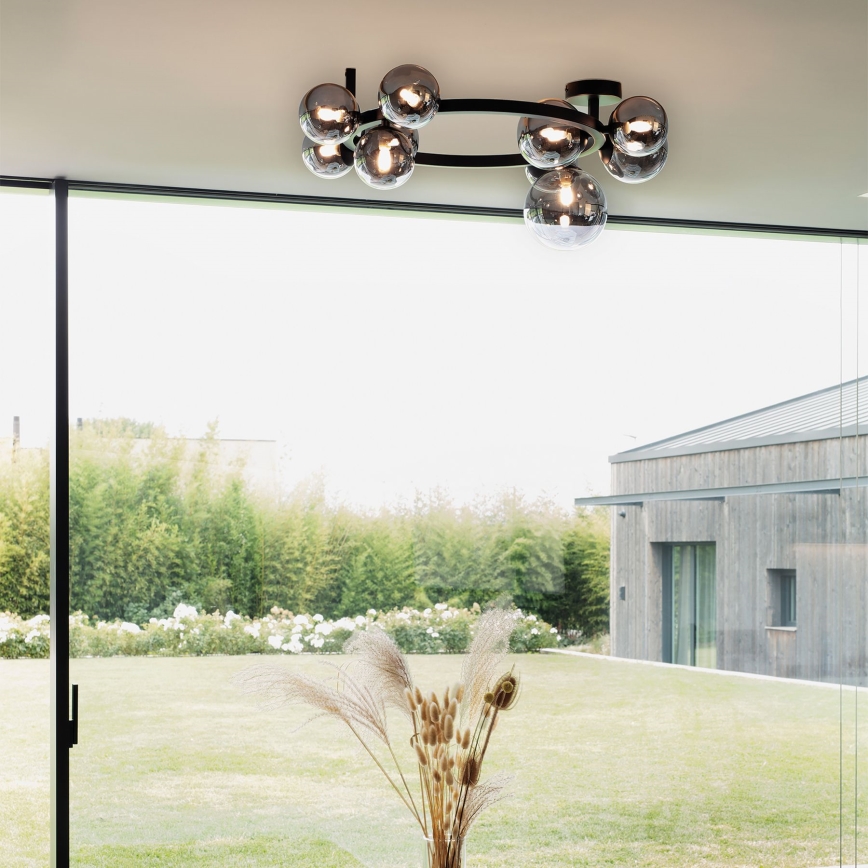 Ideal Lux - LED Pinnale kinnitatav lühter PERLAGE 10xG9/3W/230V d. 70 cm must/suitsune