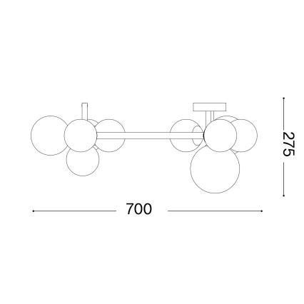 Ideal Lux - LED Pinnale kinnitatav lühter PERLAGE 10xG9/3W/230V d. 70 cm must/suitsune