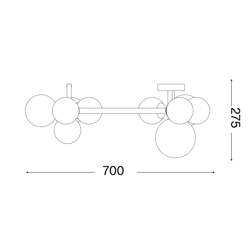 Ideal Lux - LED Pinnale kinnitatav lühter PERLAGE 10xG9/3W/230V d. 70 cm must/suitsune