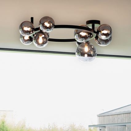 Ideal Lux - pinnapealne LED-lühter PERLAGE 10xG9/3W/230V Ø 70 cm must/suitsune must