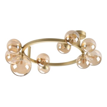 Ideal Lux - LED pinnapealne laelamp PERLAGE 10xG9/3W/230V, läbimõõt 70 cm, kuldne/suitsune beež