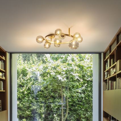 Ideal Lux - LED pinnapealne laelamp PERLAGE 10xG9/3W/230V, läbimõõt 70 cm, kuldne/suitsune beež