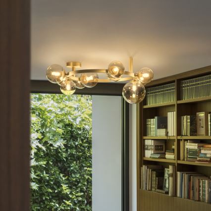 Ideal Lux - LED pinnapealne laelamp PERLAGE 10xG9/3W/230V, läbimõõt 70 cm, kuldne/suitsune beež