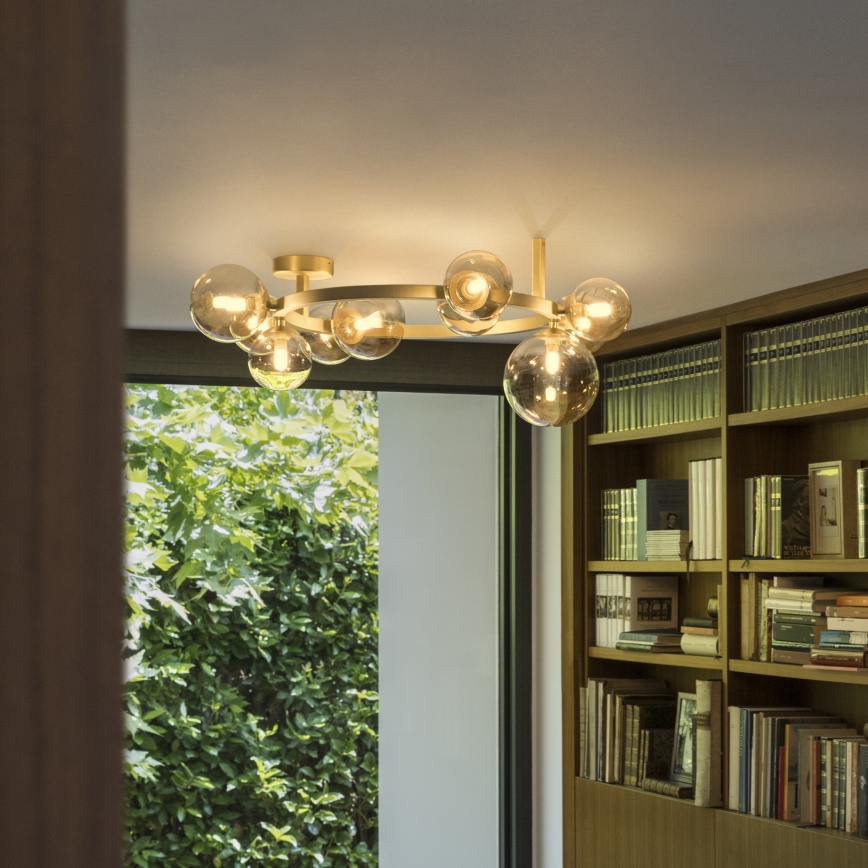 Ideal Lux - LED pinnapealne laelamp PERLAGE 10xG9/3W/230V, läbimõõt 70 cm, kuldne/suitsune beež