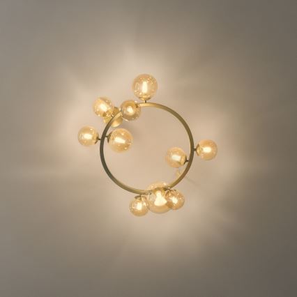 Ideal Lux - LED pinnapealne laelamp PERLAGE 10xG9/3W/230V, läbimõõt 70 cm, kuldne/suitsune beež
