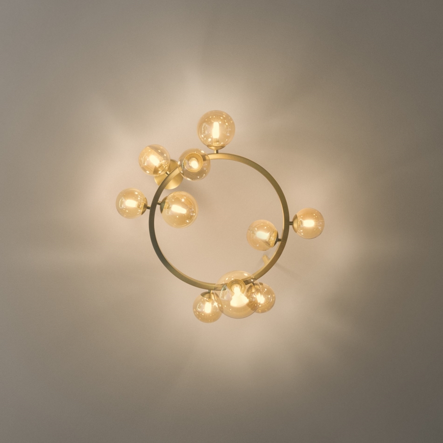Ideal Lux - LED pinnapealne laelamp PERLAGE 10xG9/3W/230V, läbimõõt 70 cm, kuldne/suitsune beež
