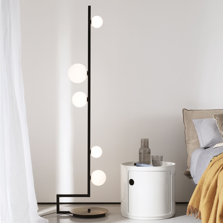 Ideal Lux - LED Põrandalamp BIRDS 5xG9/3W/230V must/kuldne