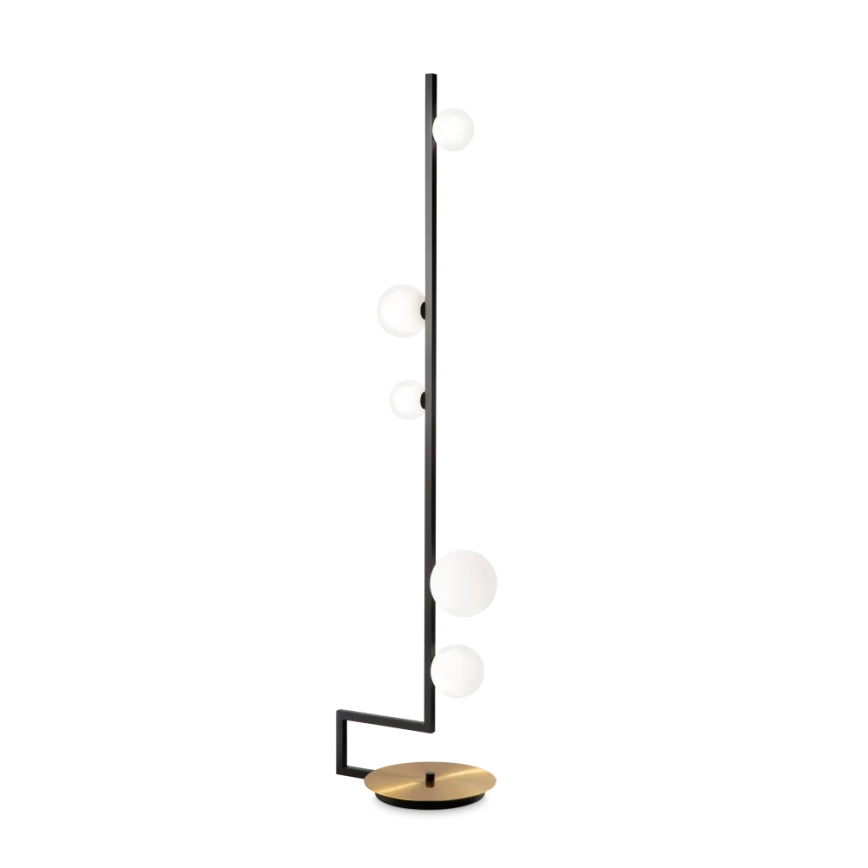 Ideal Lux - LED Põrandalamp BIRDS 5xG9/3W/230V must/kuldne