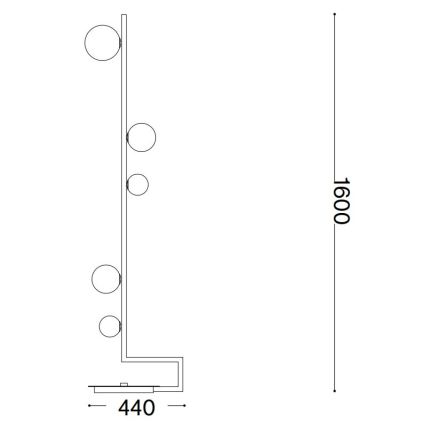 Ideal Lux - LED Põrandalamp BIRDS 5xG9/3W/230V must/kuldne