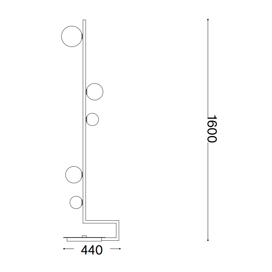 Ideal Lux - LED Põrandalamp BIRDS 5xG9/3W/230V must/kuldne