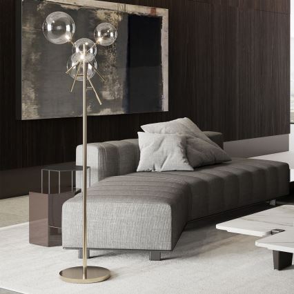 Ideal Lux - LED Põrandalamp EQUINOXE 4xG4/2W/230V messing/läbipaistev