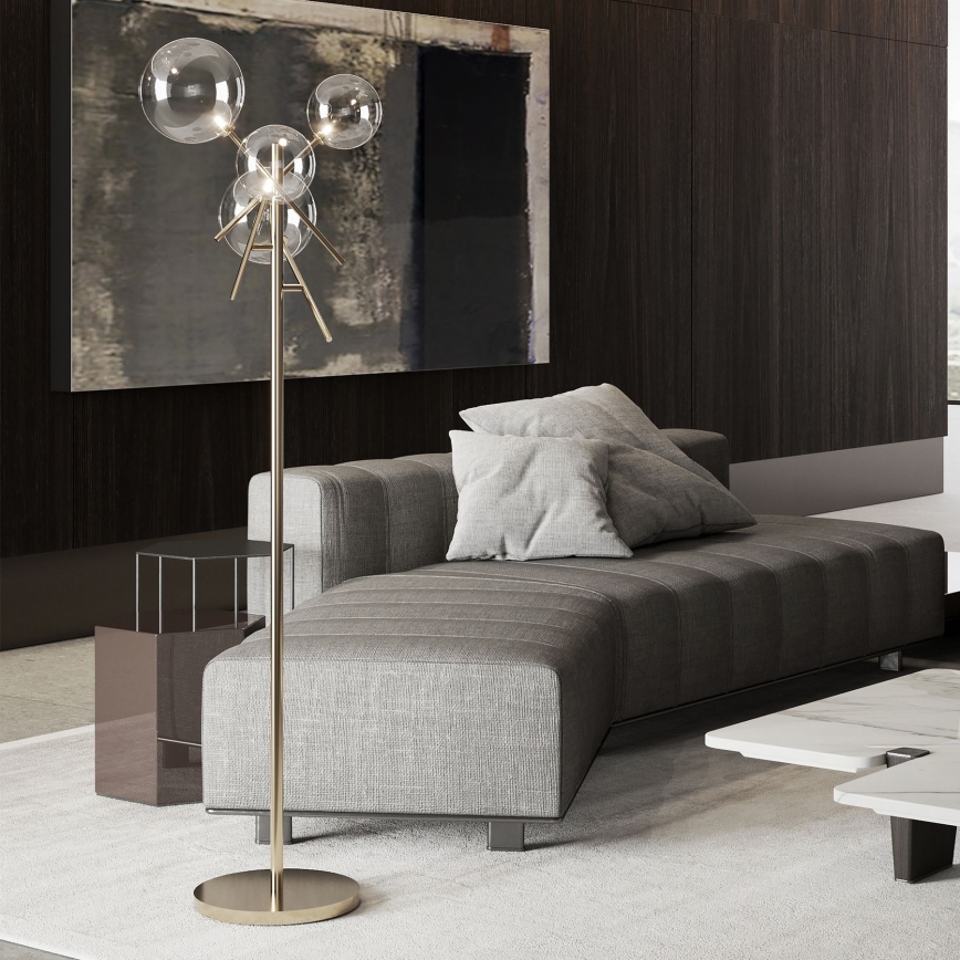 Ideal Lux - LED Põrandalamp EQUINOXE 4xG4/2W/230V messing/läbipaistev