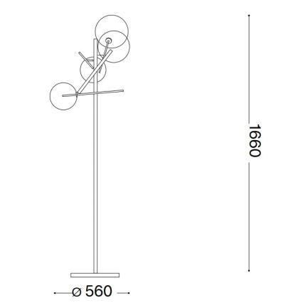 Ideal Lux - LED Põrandalamp EQUINOXE 4xG4/2W/230V messing/läbipaistev