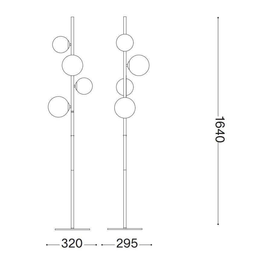 Ideal Lux - LED Põrandalamp PERLAGE 4xG9/3W/230V kuldne/suitsune