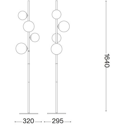 Ideal Lux - LED Põrandalamp PERLAGE 4xG9/3W/230V must/suitsune