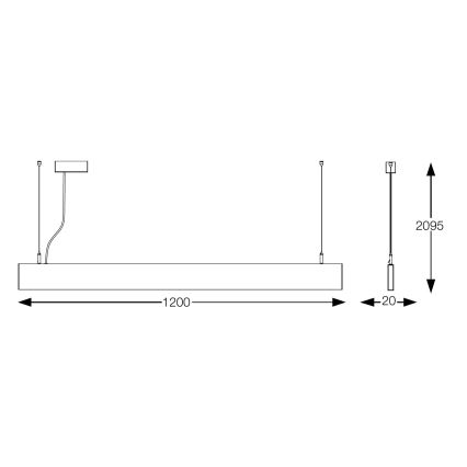 Ideal Lux - LED-ripatslühter kaabliga STEEL LED/29W/230V 4000K CRI 90 120 cm must