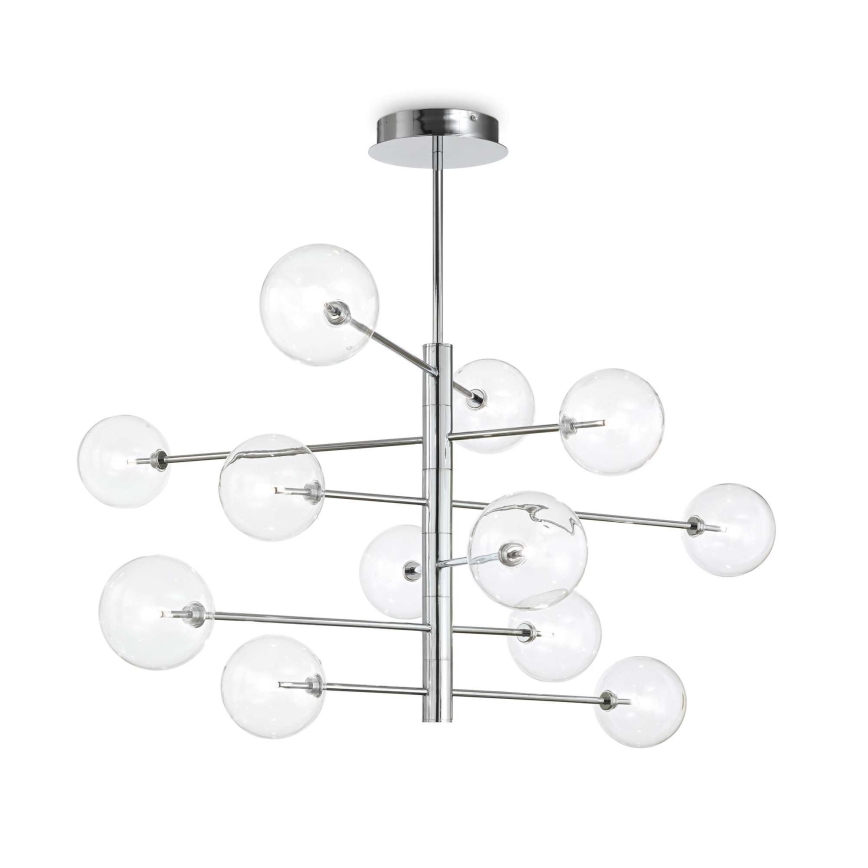 Ideal Lux - LED Ripplühter EQUINOXE 12xG4/2W/230V d. 124 cm läikiv kroom/läbipaistev