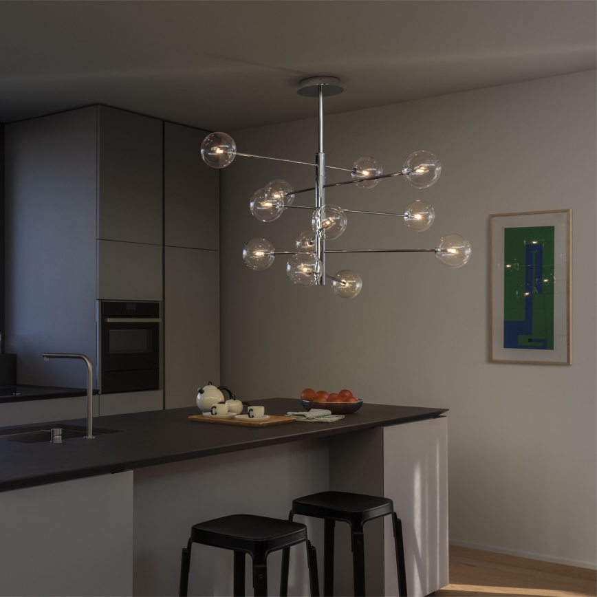 Ideal Lux - LED Ripplühter EQUINOXE 12xG4/2W/230V d. 124 cm läikiv kroom/läbipaistev