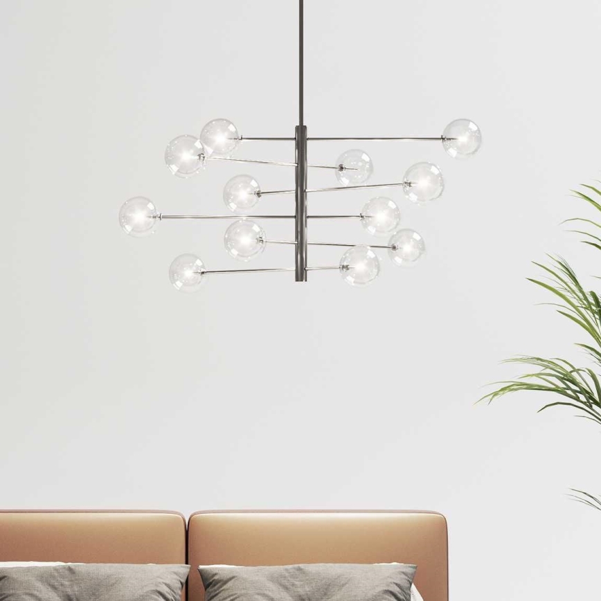 Ideal Lux - LED Ripplühter EQUINOXE 12xG4/2W/230V d. 124 cm läikiv kroom/läbipaistev