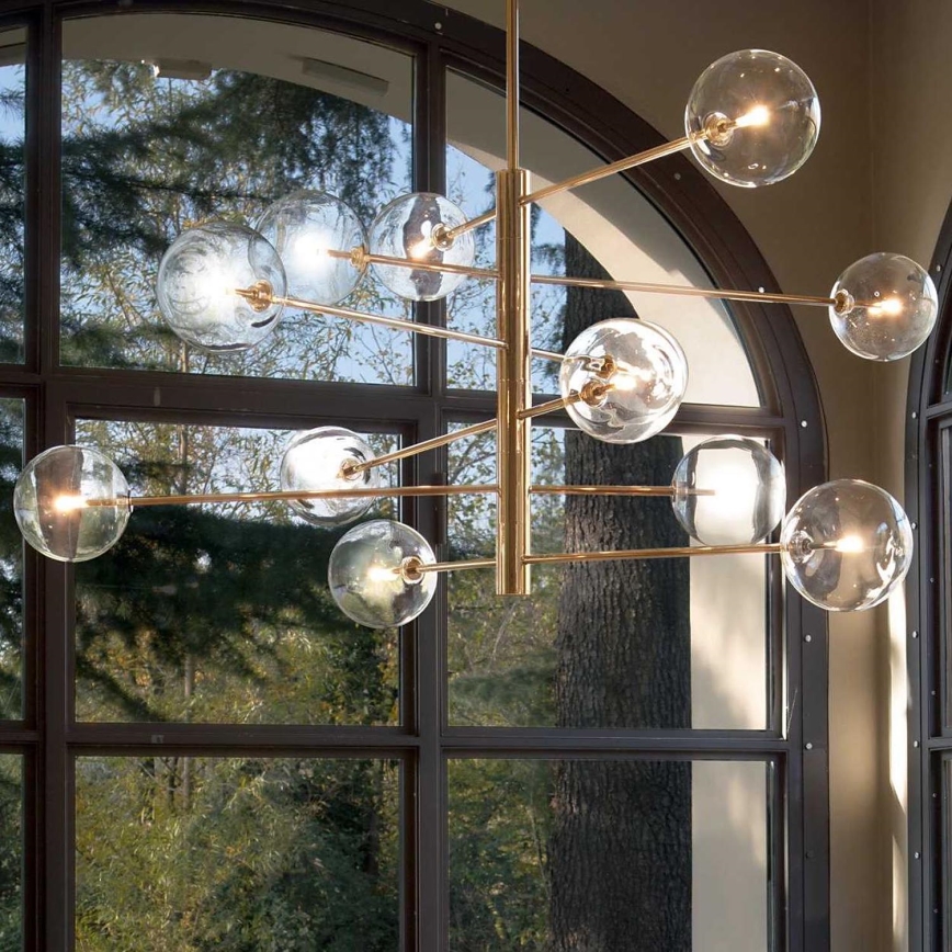 Ideal Lux - LED Ripplühter EQUINOXE 12xG4/2W/230V d. 124 cm messing/läbipaistev