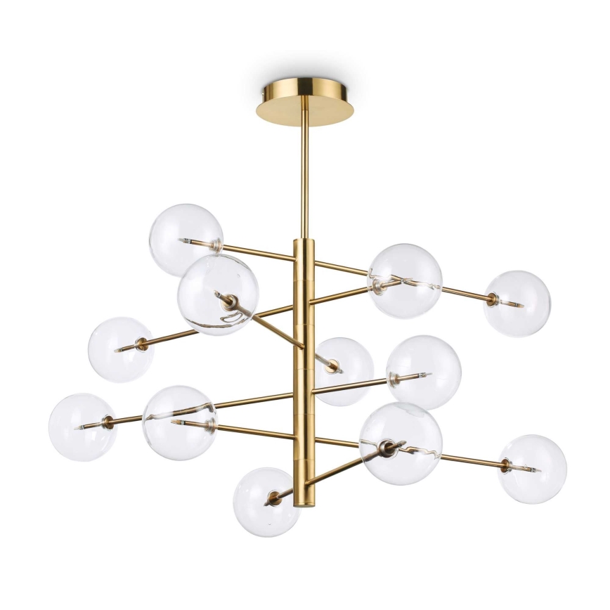 Ideal Lux - LED Ripplühter EQUINOXE 12xG4/2W/230V d. 124 cm messing/läbipaistev