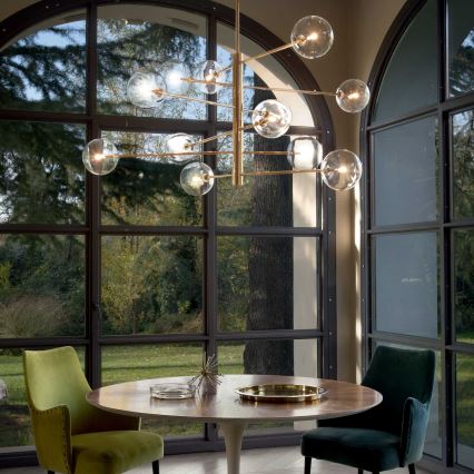 Ideal Lux - LED Ripplühter EQUINOXE 12xG4/2W/230V d. 124 cm messing/läbipaistev
