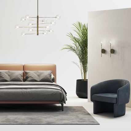 Ideal Lux - LED Ripplühter EQUINOXE 12xG4/2W/230V d. 124 cm messing/läbipaistev