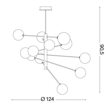 Ideal Lux - LED Ripplühter EQUINOXE 12xG4/2W/230V d. 124 cm messing/läbipaistev