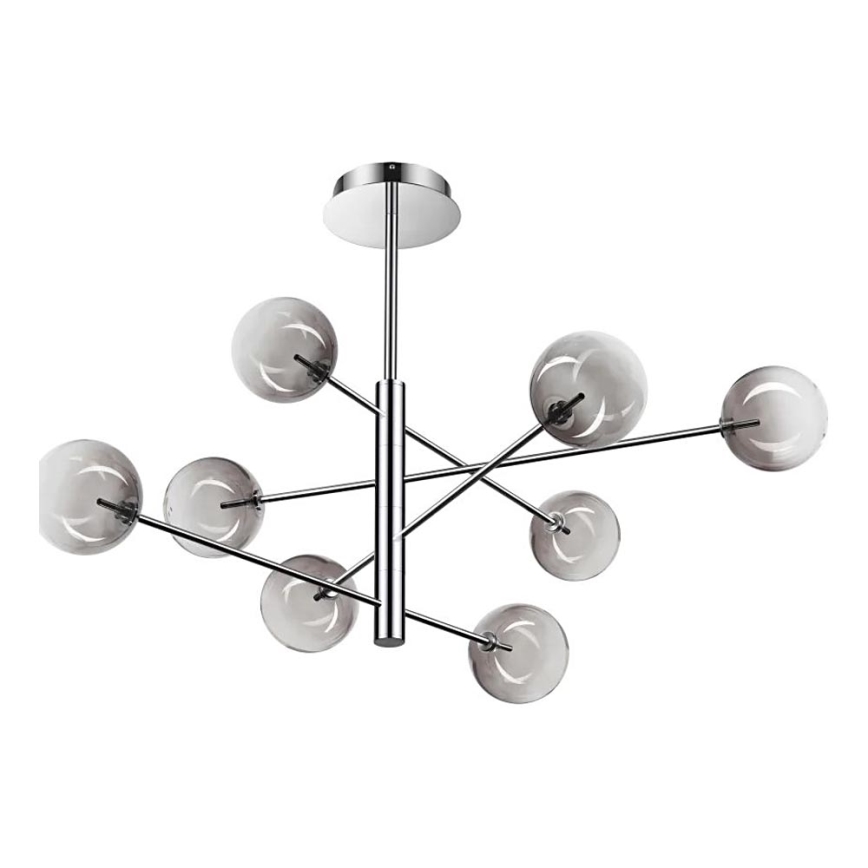 Ideal Lux - LED Ripplühter EQUINOXE 8xG4/2W/230V d. 128 cm läikiv kroom/suitsune
