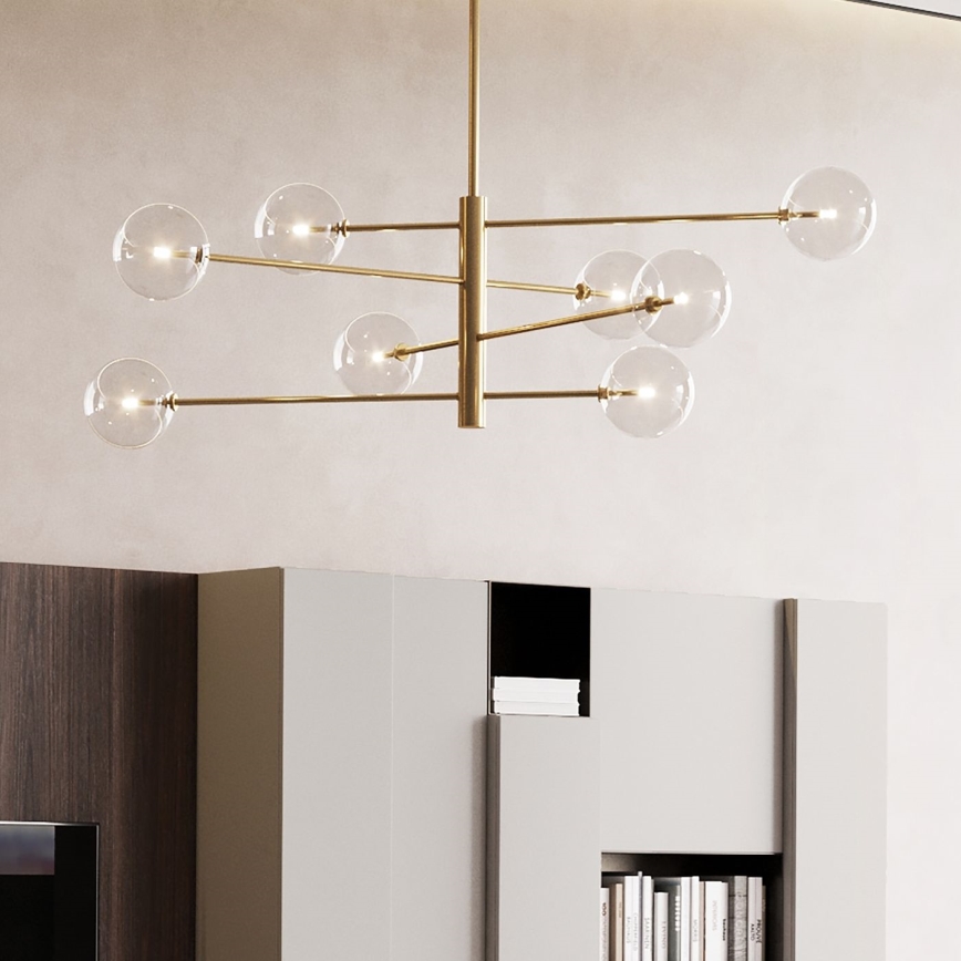Ideal Lux - LED Ripplühter EQUINOXE 8xG4/2W/230V d. 128 cm messing/läbipaistev