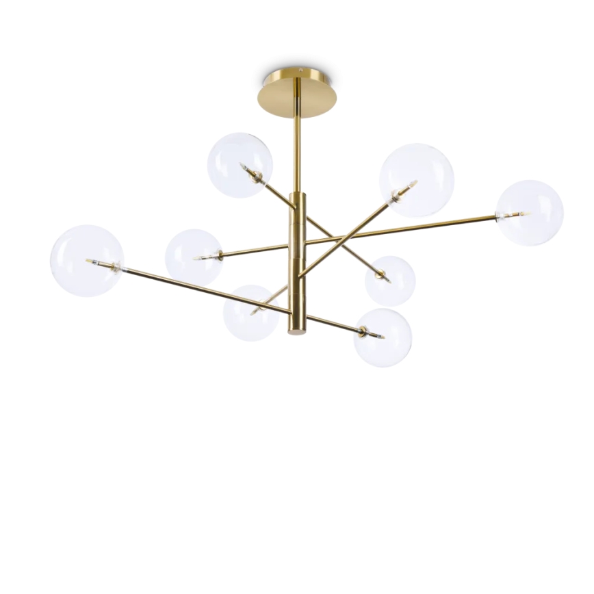 Ideal Lux - LED Ripplühter EQUINOXE 8xG4/2W/230V d. 128 cm messing/läbipaistev