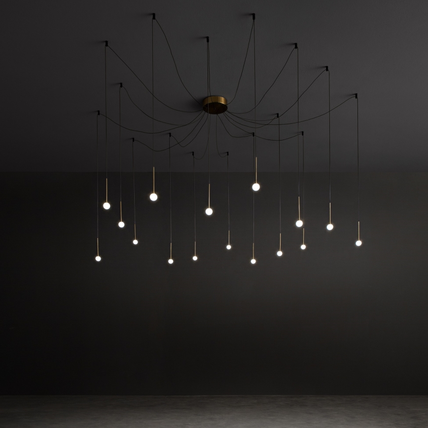 Ideal Lux - LED-rippvalgusti kaabliga LUCCIOLA 16xLED/16W/230V CRI 90 ämblikukujuline messing