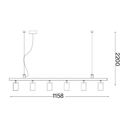 Ideal Lux - LED-rippvalgusti kaablil DYNAMITE 6xGU10/7W/230V CRI 90 valge