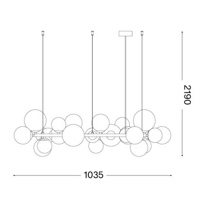 Ideal Lux - LED-rippvalgusti kaablil PERLAGE 25xG9/3W/230V 110 cm kuldne/valge