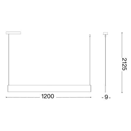 Ideal Lux - LED-rippvalgusti kaablil STEEL LED/24W/230V 3000K CRI 90 120 cm must