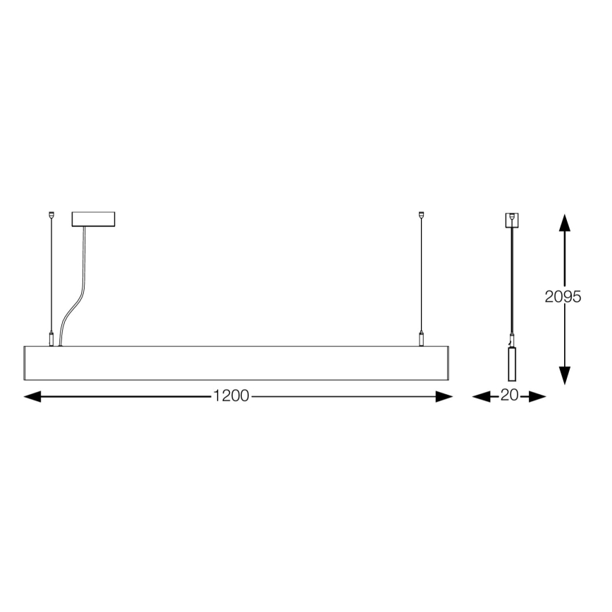 Ideal Lux - LED-rippvalgusti kaablil STEEL LED/29W/230V 3000K CRI 90 120 cm must