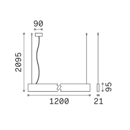 Ideal Lux - LED-rippvalgusti kaablil STEEL LED/29W/230V 3000K CRI 90 120 cm must