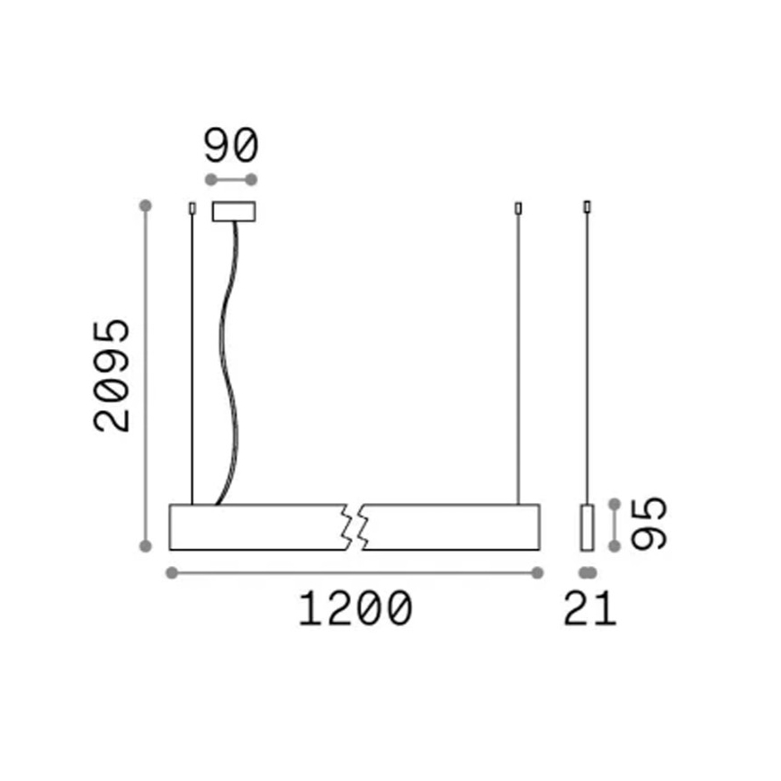 Ideal Lux - LED-rippvalgusti kaablil STEEL LED/29W/230V 3000K CRI 90 120 cm must