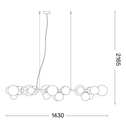Ideal Lux - LED-rippvalgusti PERLAGE 30xG9/3W/230V 143 cm kuldne/valge