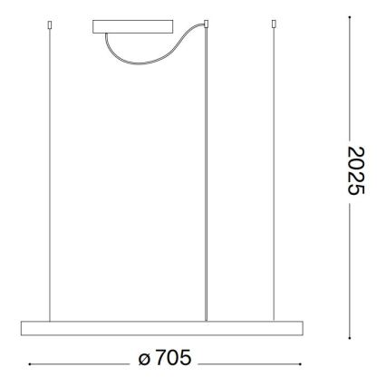 Ideal Lux - LED rippvalgusti kaabliga ORACLE SLIM LED/37W/230V 2700K CRI 90 läbimõõt 70 cm must