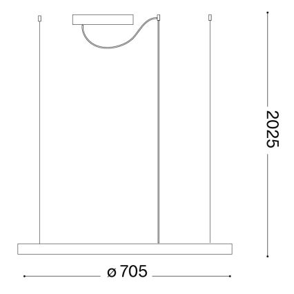 Ideal Lux - LED-lühter riputuskaabliga ORACLE SLIM LED/37W/230V 4000K CRI 90, läbimõõt 70 cm, kuldne