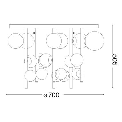 Ideal Lux - PERLAGE LED-lühter varrega 18xG9/3W/230V, läbimõõt 70 cm must/suitsune must