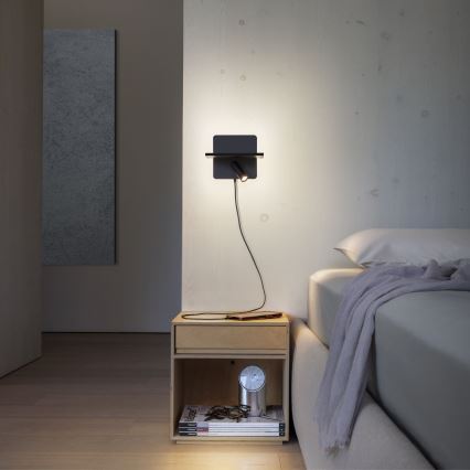 Ideal Lux - LED seinale paigaldatav punktvalgusti PIANO LED/10W/230V CRI 90 USB must