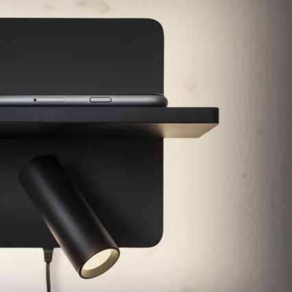 Ideal Lux - LED seinale paigaldatav punktvalgusti PIANO LED/10W/230V CRI 90 USB must