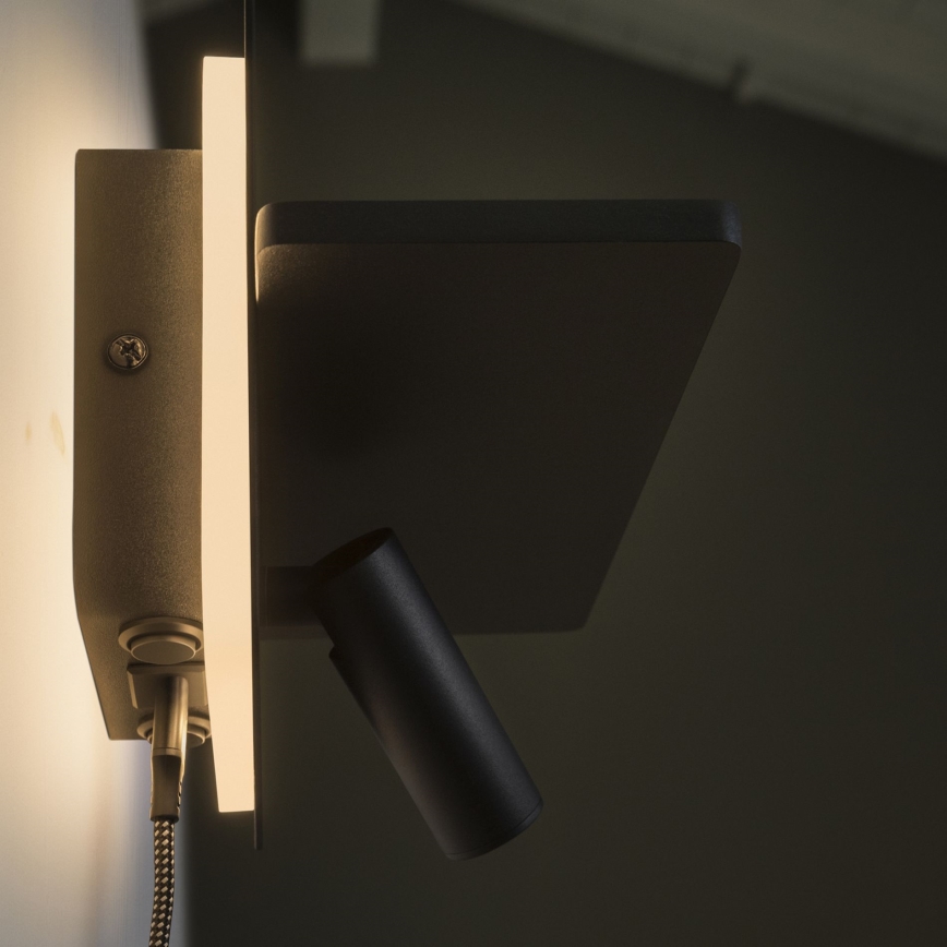 Ideal Lux - LED seinale paigaldatav punktvalgusti PIANO LED/10W/230V CRI 90 USB must