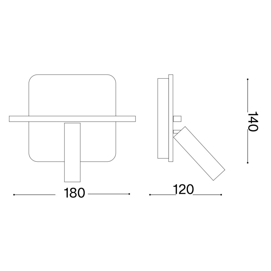 Ideal Lux - LED seinale paigaldatav punktvalgusti PIANO LED/10W/230V CRI 90 USB must
